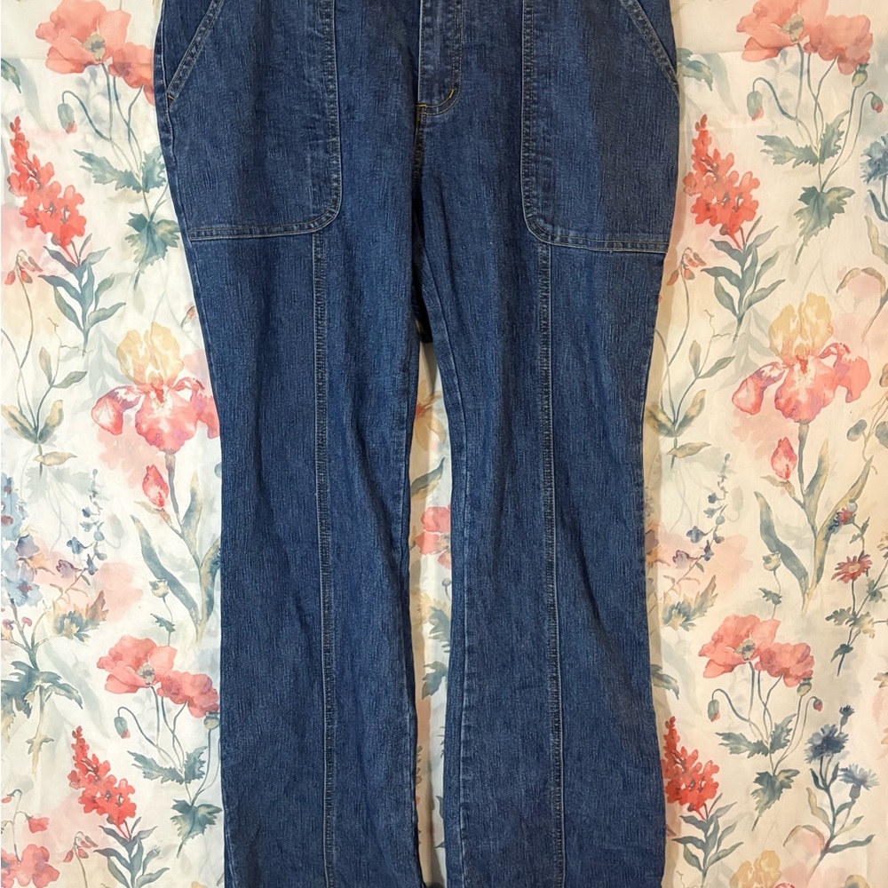 Vintage Adolfo Blue Denim Jeans with Gold Stitching